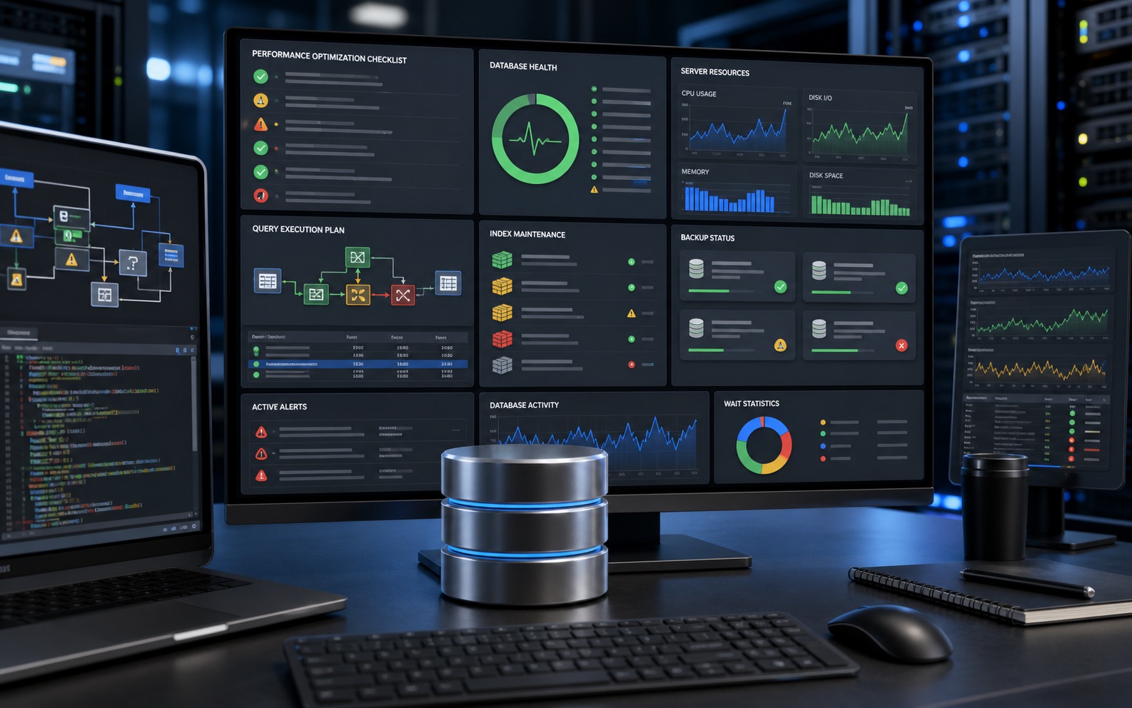 SQL Server performans optimizasyonu ve izleme checklist görseli